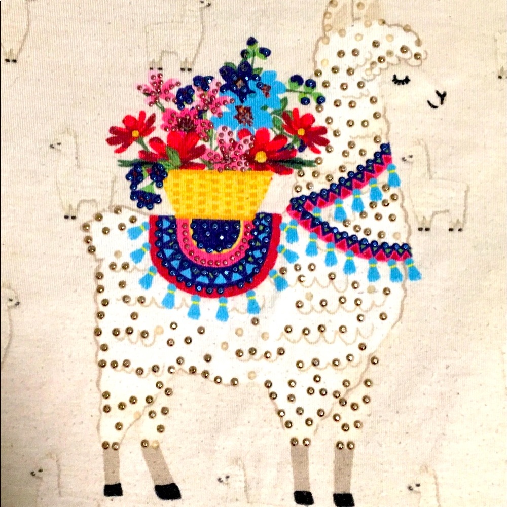 One World Live &Let Live Llama shirt stretch Sz M